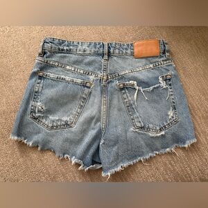 Zara Light Blue Distressed Denim Cutoff Shorts